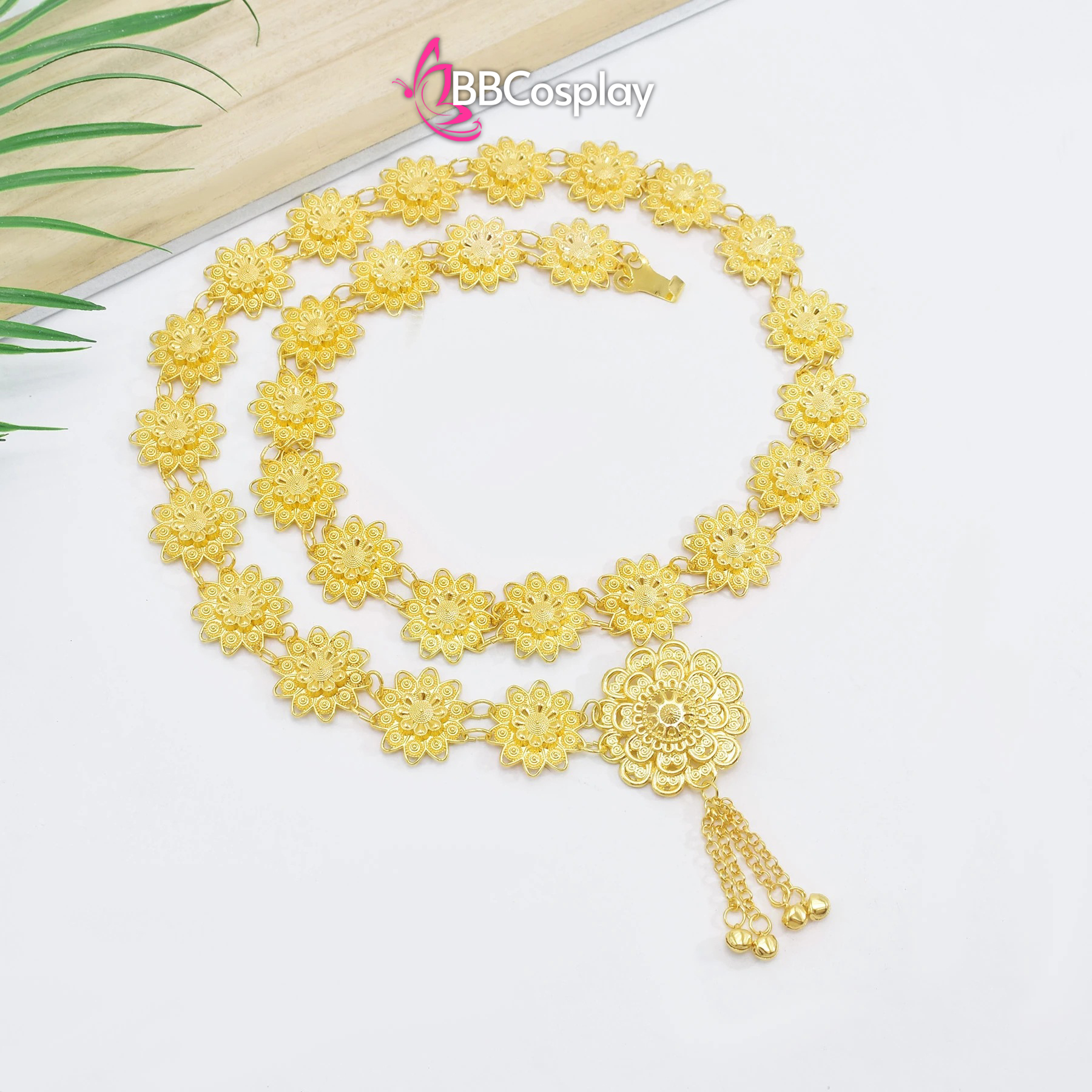 Phụ Kiện Thái Lan - Thắt Lưng Vàng Kim Loại Hình Hoa Mai