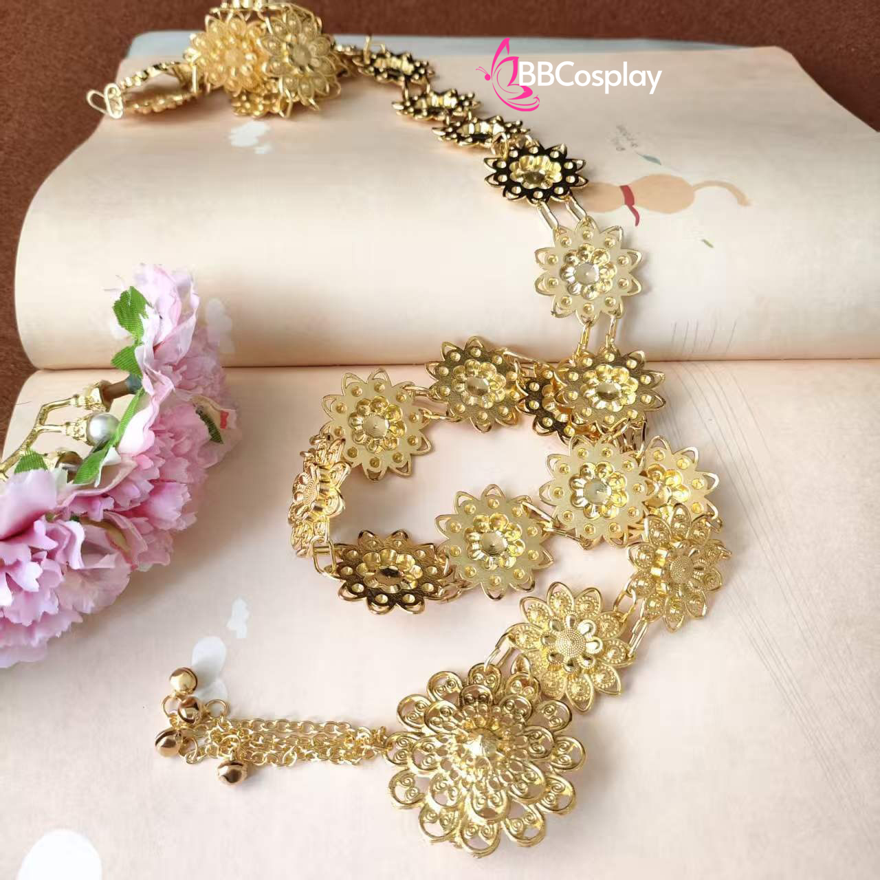 Phụ Kiện Thái Lan - Thắt Lưng Vàng Kim Loại Hình Hoa Mai