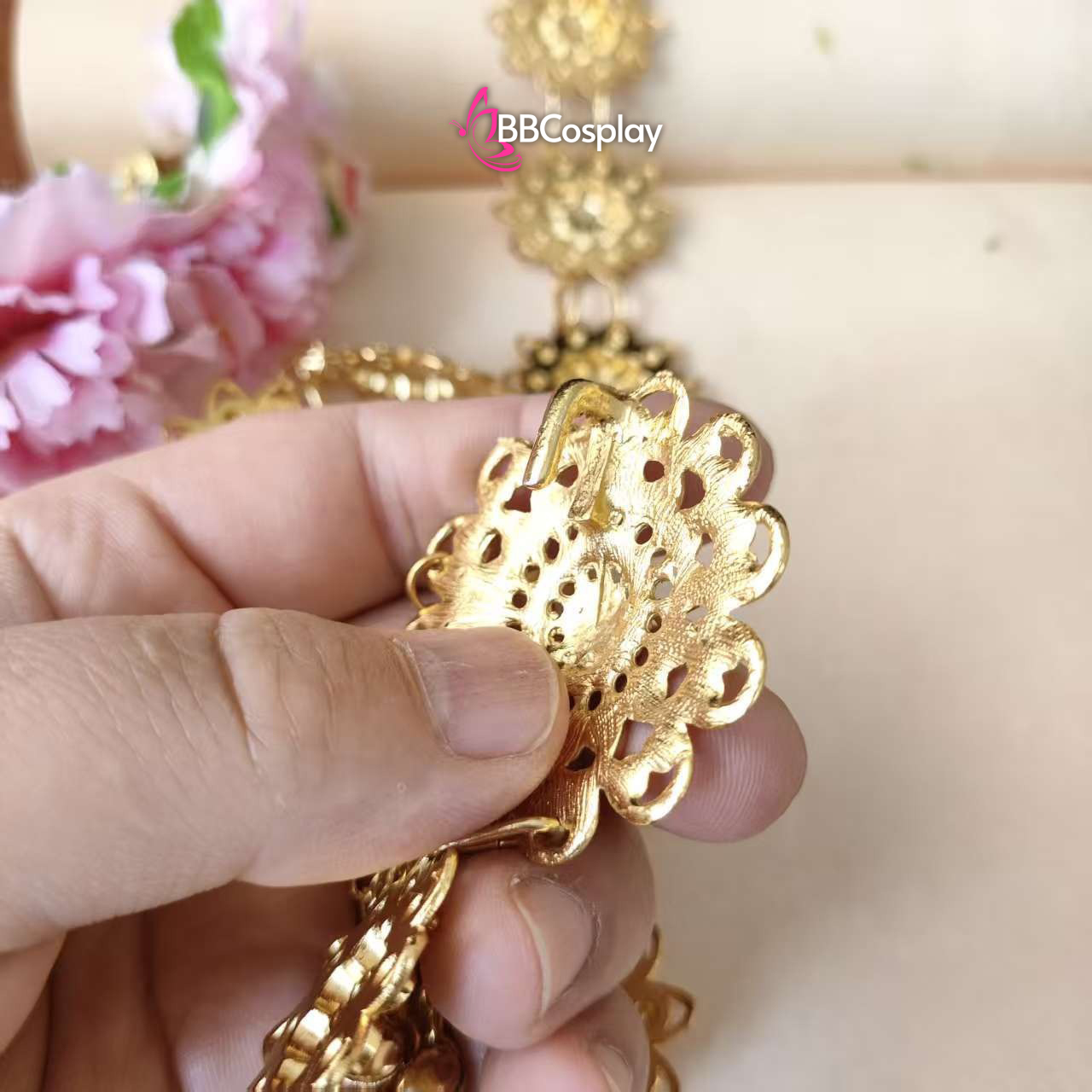 Phụ Kiện Thái Lan - Thắt Lưng Vàng Kim Loại Hình Hoa Mai