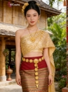 Phụ Kiện Thái Lan - Thắt Lưng Vàng Kim Loại Hình Hoa Mai