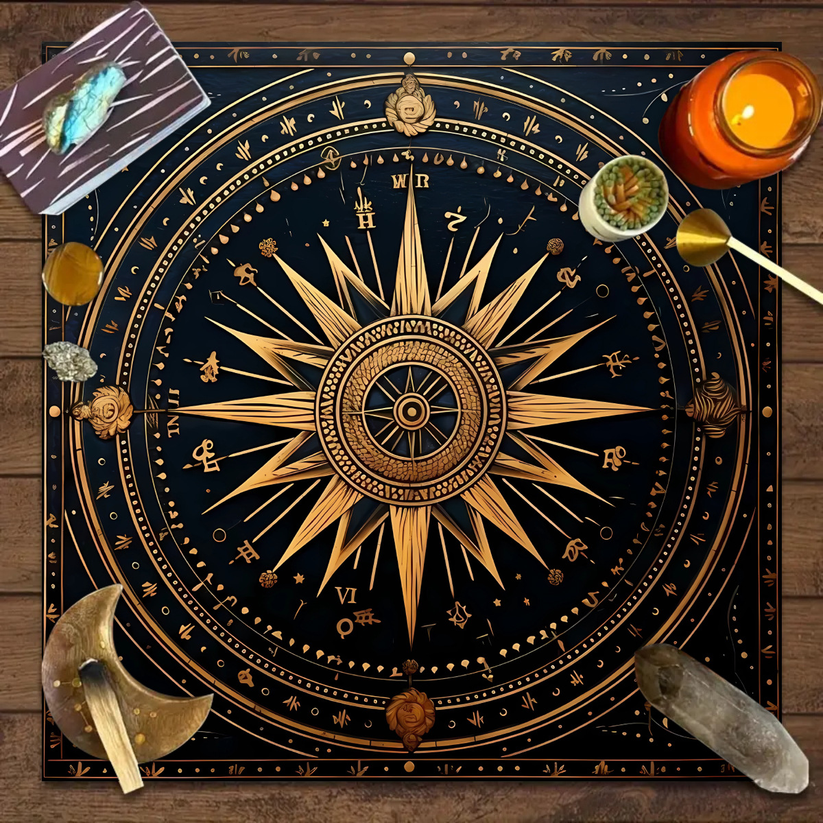 Thảm Trải Bài Fiber Thiên Cổ Bàn - Dùng Bói Bài Tarot - Bói Bài Sakura