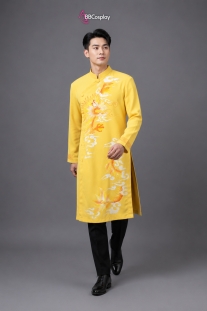 Áo Dài Nam Cách Tân Vàng Vẽ Tay Rồng
