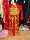 Trang Phục Áo Dài Cưới Xưa Màu Đỏ Phối Ren Hoạ Tiết Vàng