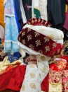 Nón Ấn Độ Đỏ Đô Phối Trắng Đính Đá Lớn