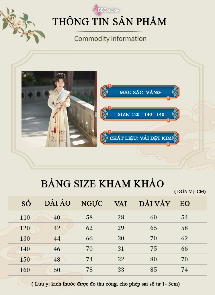 Trang Phục Thái Tử Cho Bé Trai (Vàng)