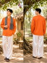 Trang Phục Bà Ba Nam Cam Cà Rốt - Vải Kate