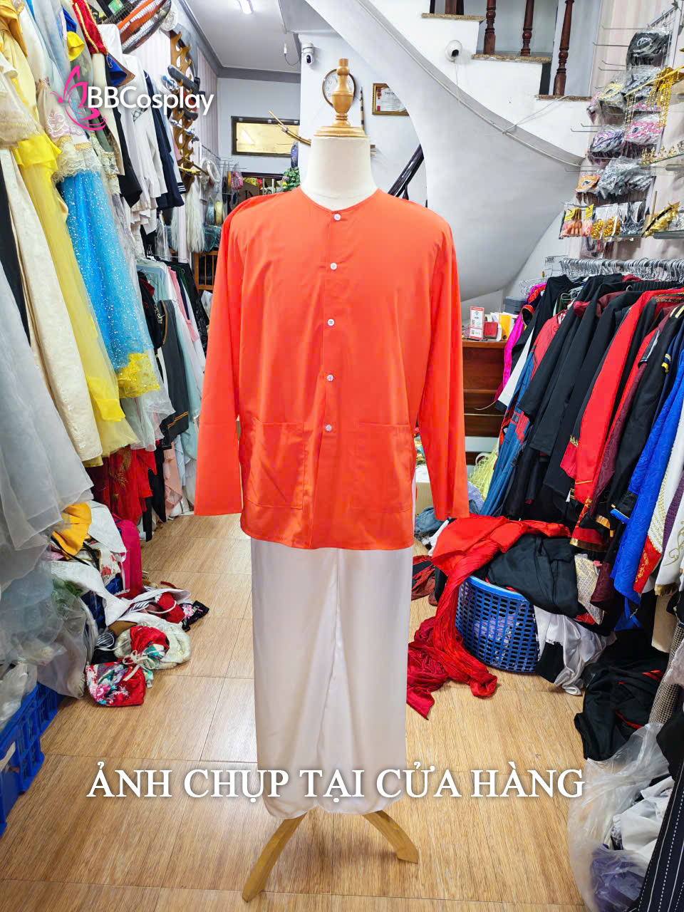 Trang Phục Bà Ba Nam Cam Cà Rốt - Vải Kate