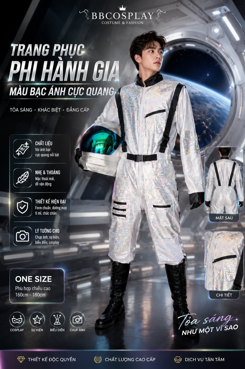 Trang Phục Phi Hành Gia - Màu Bạc Ánh Cực Quang