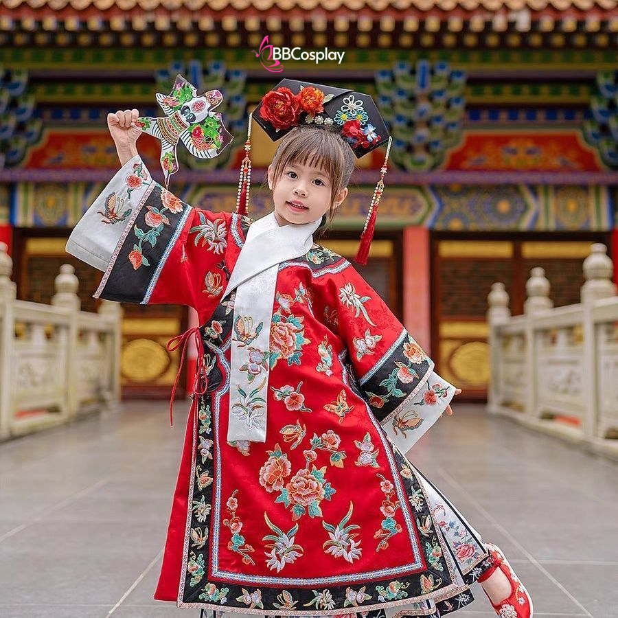 Trang Phục Cách Cách Mãn Thanh Tử Yên Nhi Cho Bé - Màu Đỏ