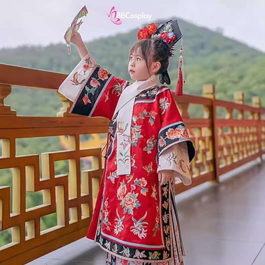 Trang Phục Cách Cách Mãn Thanh Tử Yên Nhi Cho Bé - Màu Đỏ