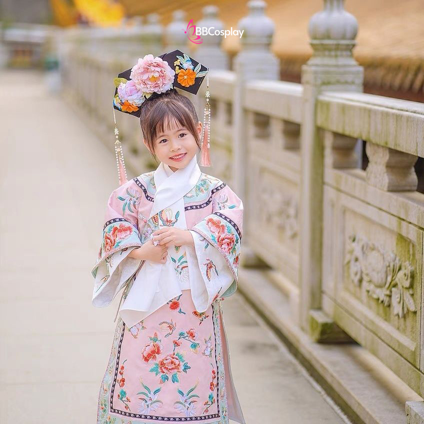 Trang Phục Cách Cách Mãn Thanh Lạc Vân Chi Cho Bé - Màu Hồng
