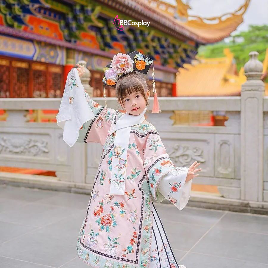 Trang Phục Cách Cách Mãn Thanh Lạc Vân Chi Cho Bé - Màu Hồng