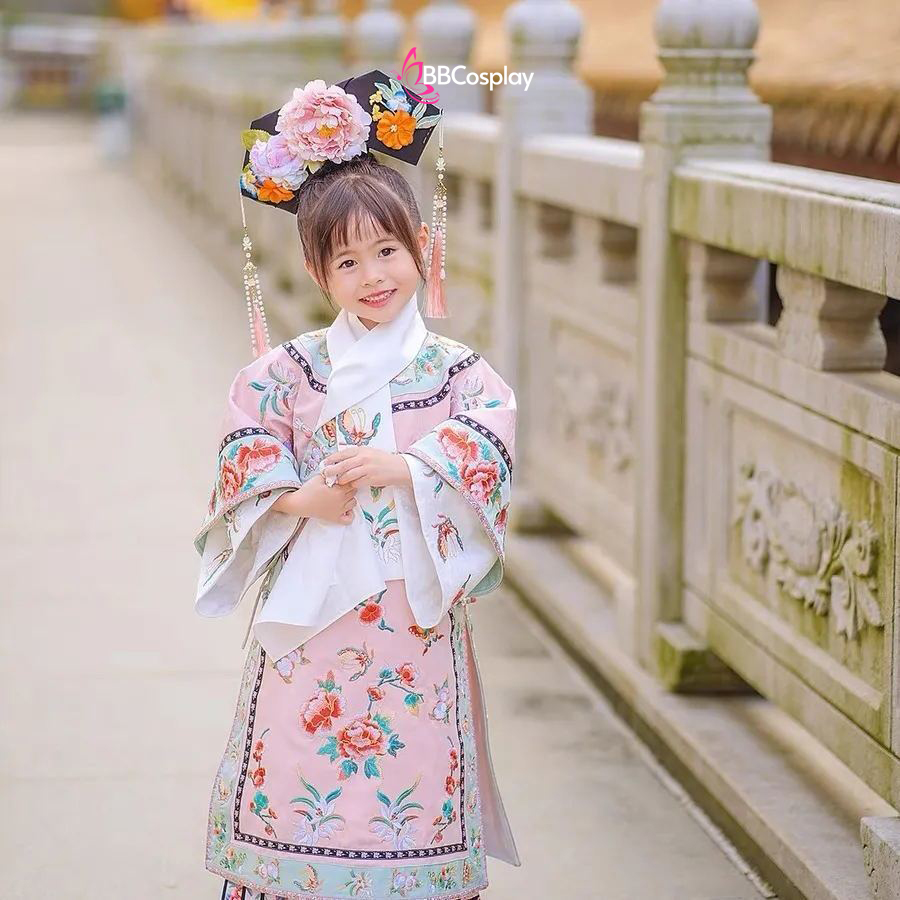 Trang Phục Cách Cách Mãn Thanh Lạc Vân Chi Cho Bé - Màu Hồng