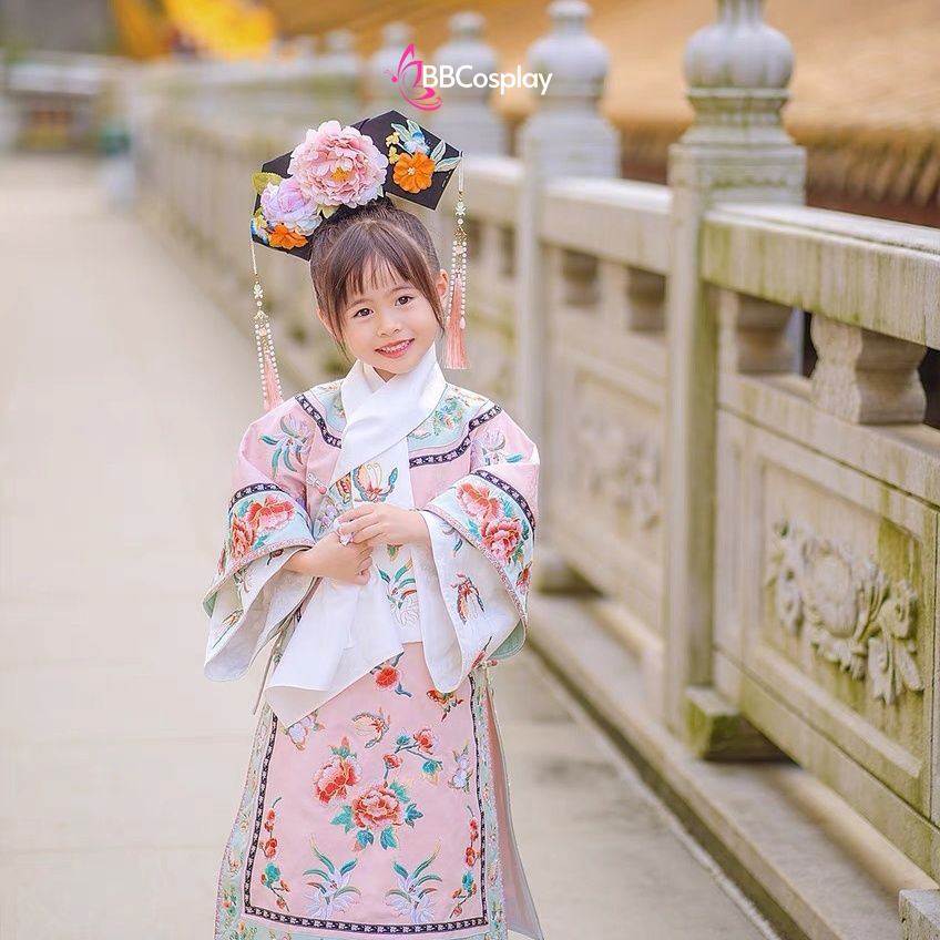 Trang Phục Cách Cách Mãn Thanh Lạc Vân Chi Cho Bé - Màu Hồng