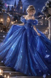 Trang Phục Đầm Công Chúa Disney - Lọ Lem Đầm Xanh Đậm
