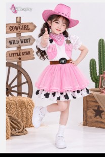 Trang Phục Hoá Trang Cao Bồi Màu Hồng Cho Bé Gái