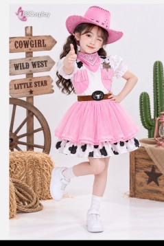 Trang Phục Hoá Trang Cao Bồi Màu Hồng Cho Bé Gái