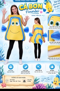 Trang Phục Mascot Cá Bơn Flounder - Nàng Tiên Cá