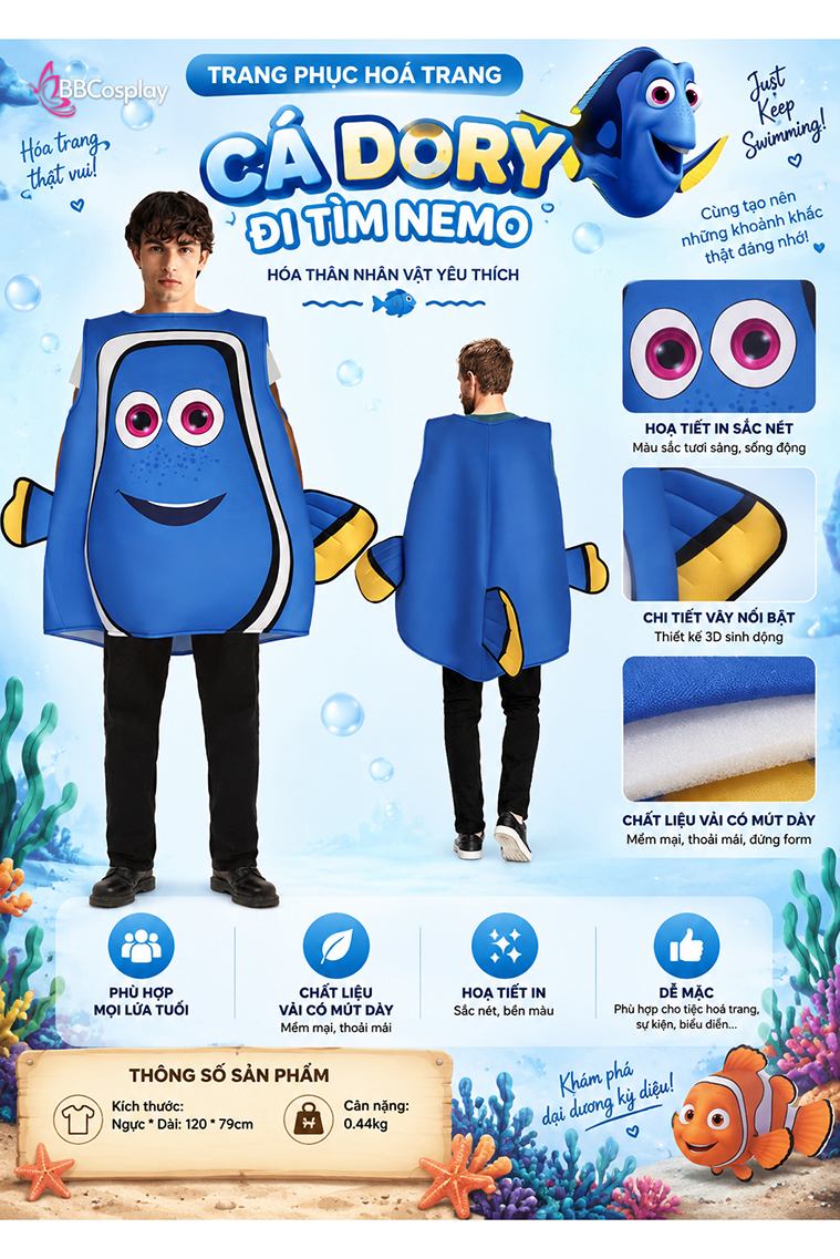 Trang Phục Mascot Cá Dory - Đi Tìm Nemo
