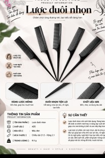 Lược Đen Đuôi Nhọn Dùng Để Chẻ Ngôi Tạo Kiểu