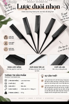 Lược Đen Đuôi Nhọn Dùng Để Chẻ Ngôi Tạo Kiểu