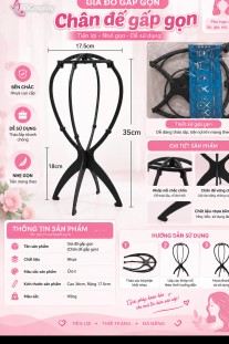 Chân Đế Trưng Bày Tóc Giả  - Mẫu Gấp Gọn - Màu Đen