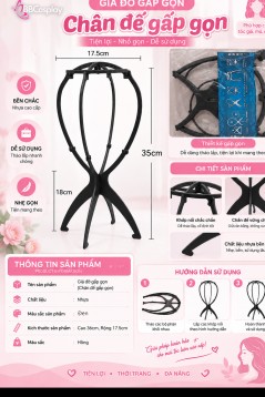 Chân Đế Trưng Bày Tóc Giả  - Mẫu Gấp Gọn - Màu Đen
