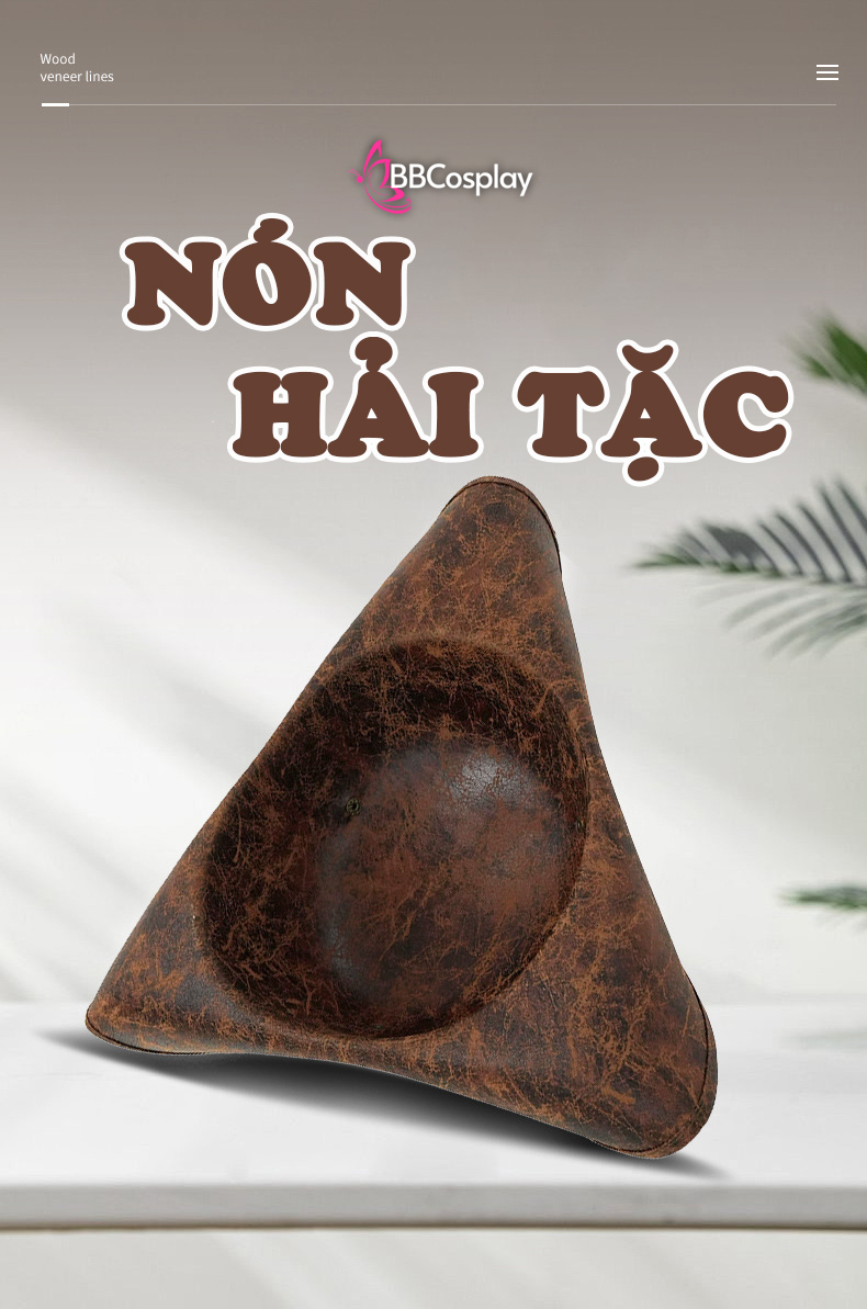 Nón Cướp Biển Màu Nâu Kiểu 3 Góc