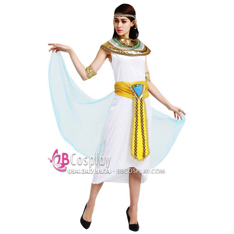 Trang Phục Ai Cập Nữ Trắng - Choàng Xanh