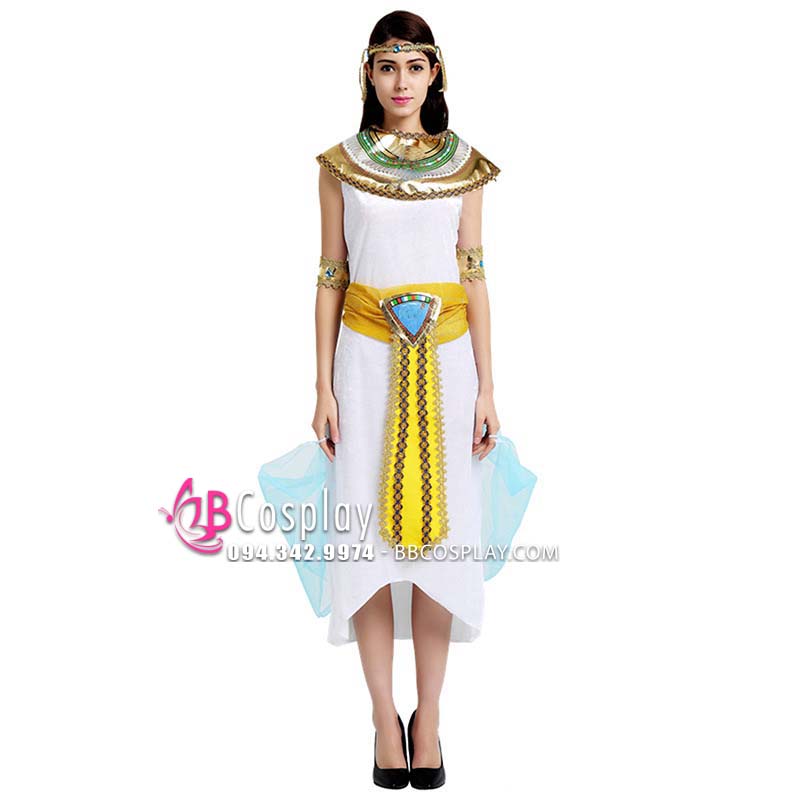 Trang Phục Ai Cập Nữ Trắng - Choàng Xanh