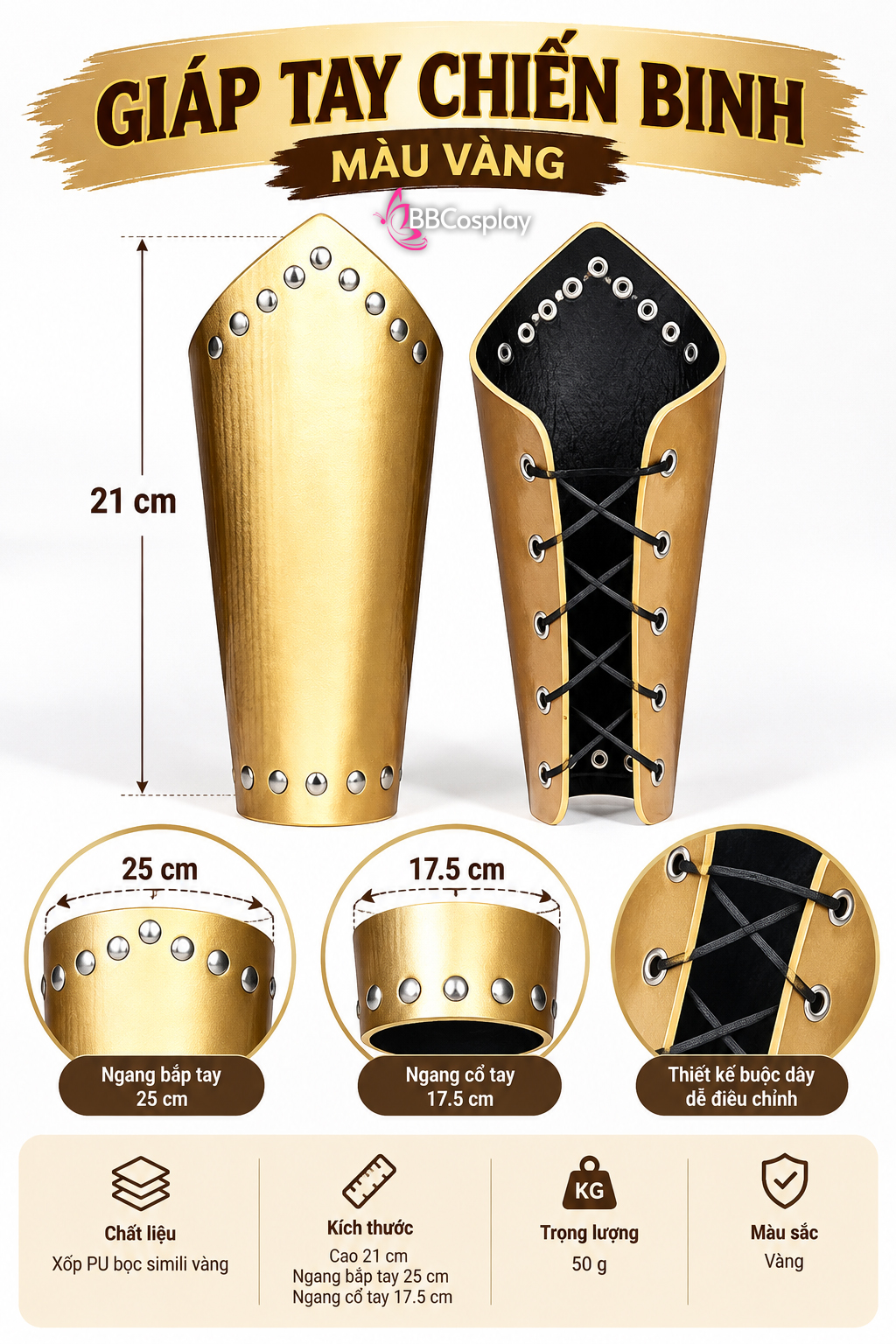 Giáp Tay Chiến Binh - Màu Vàng Gold