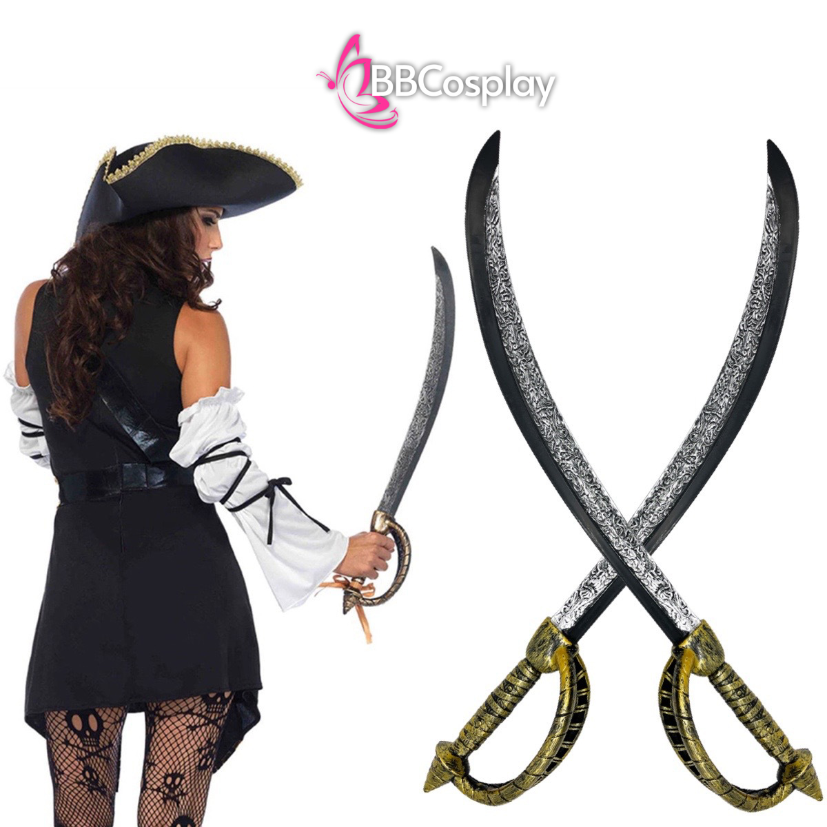 Đạo Cụ Hoá Trang Dao Hải Tặc Nhựa Dài 66Cm