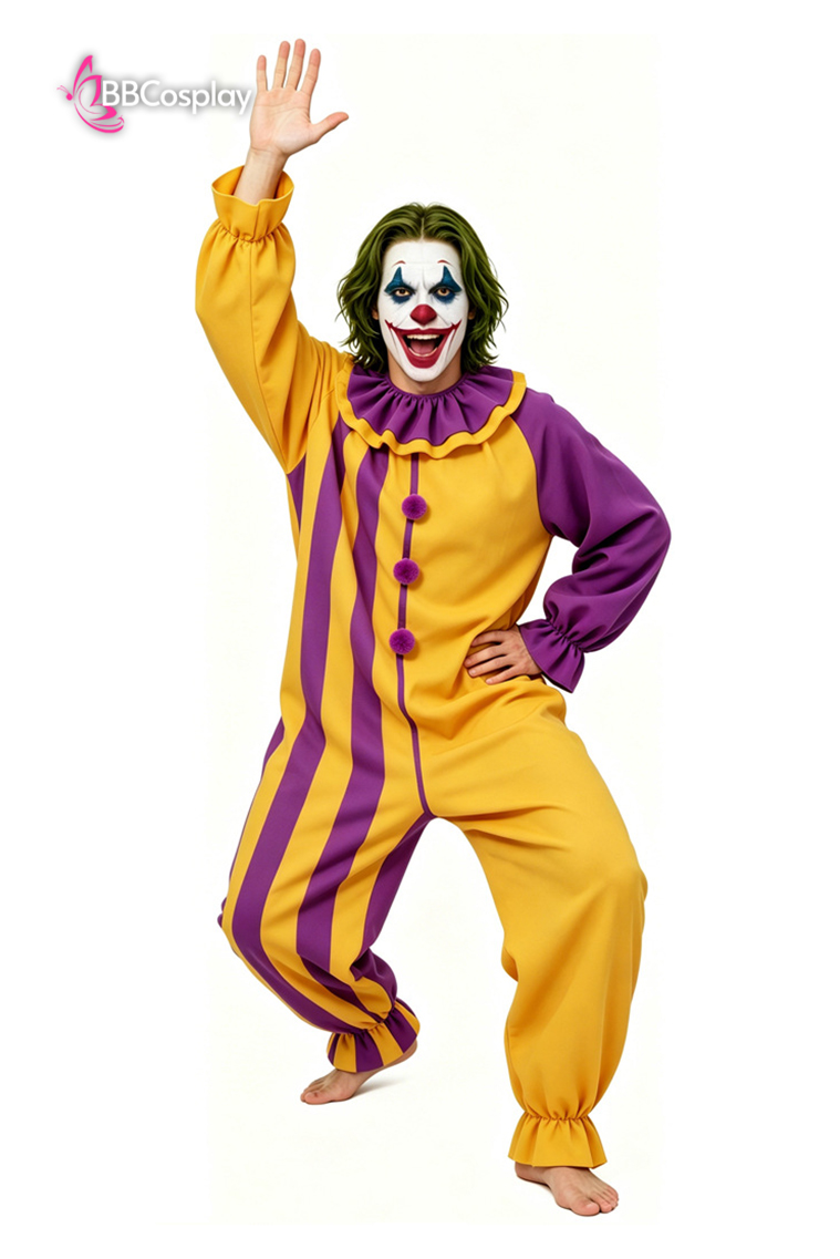Trang Phục Joker Circus Clown - Trang Phục Chú Hề Vàng Phối Tím