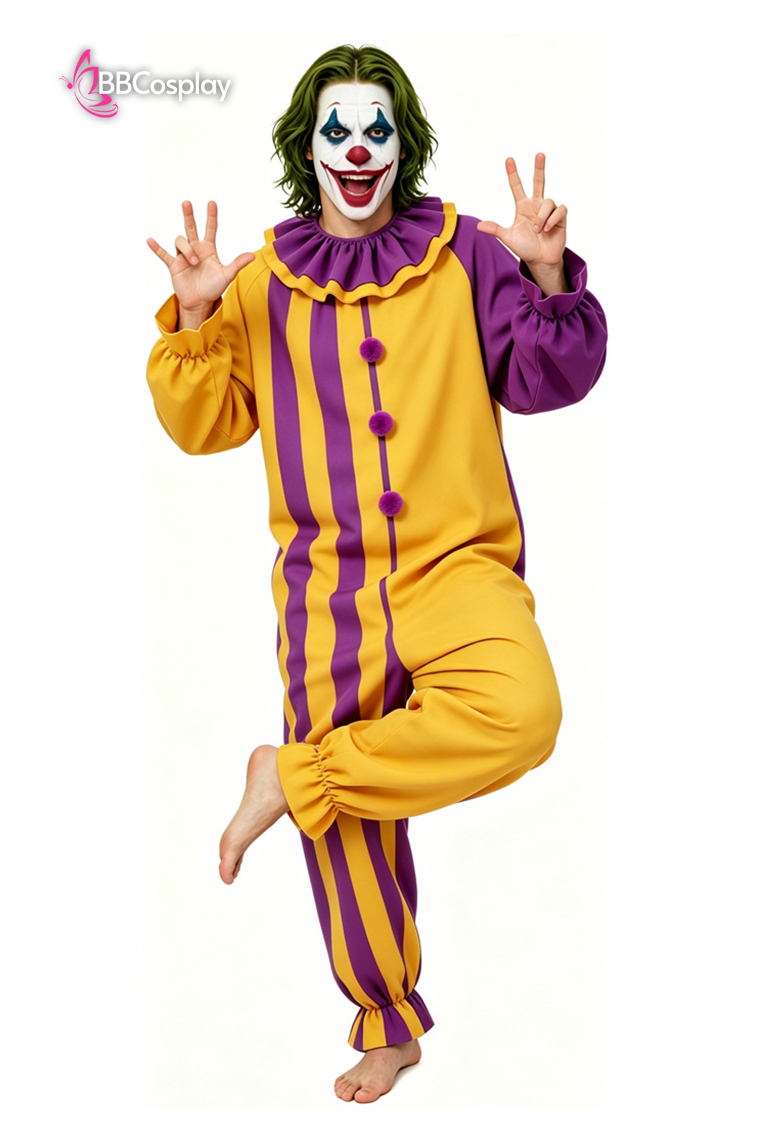 Trang Phục Joker Circus Clown - Trang Phục Chú Hề Vàng Phối Tím