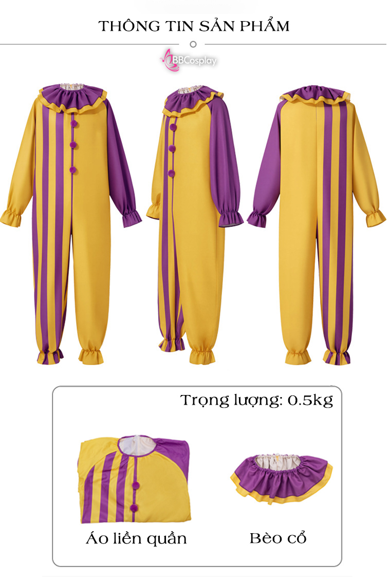 Trang Phục Joker Circus Clown - Trang Phục Chú Hề Vàng Phối Tím
