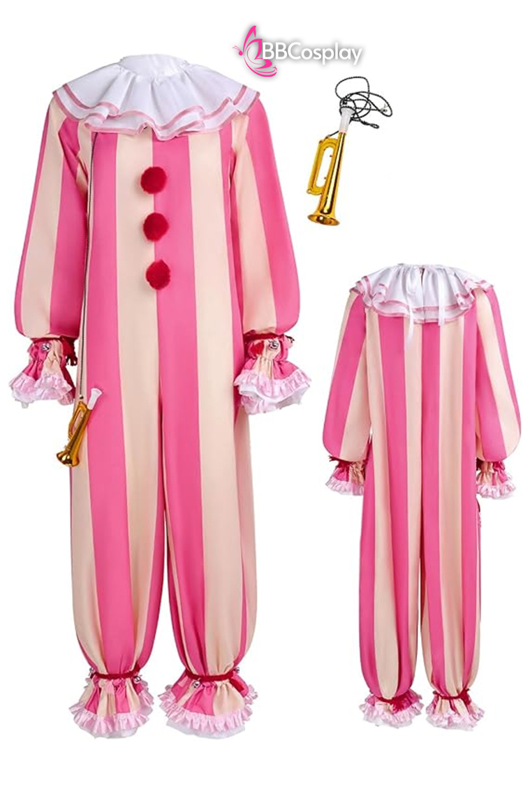 Trang Phục Biểu Diễn Hề Pink-Beige Halloween – Dark Clown Cosplay Jumpsuit