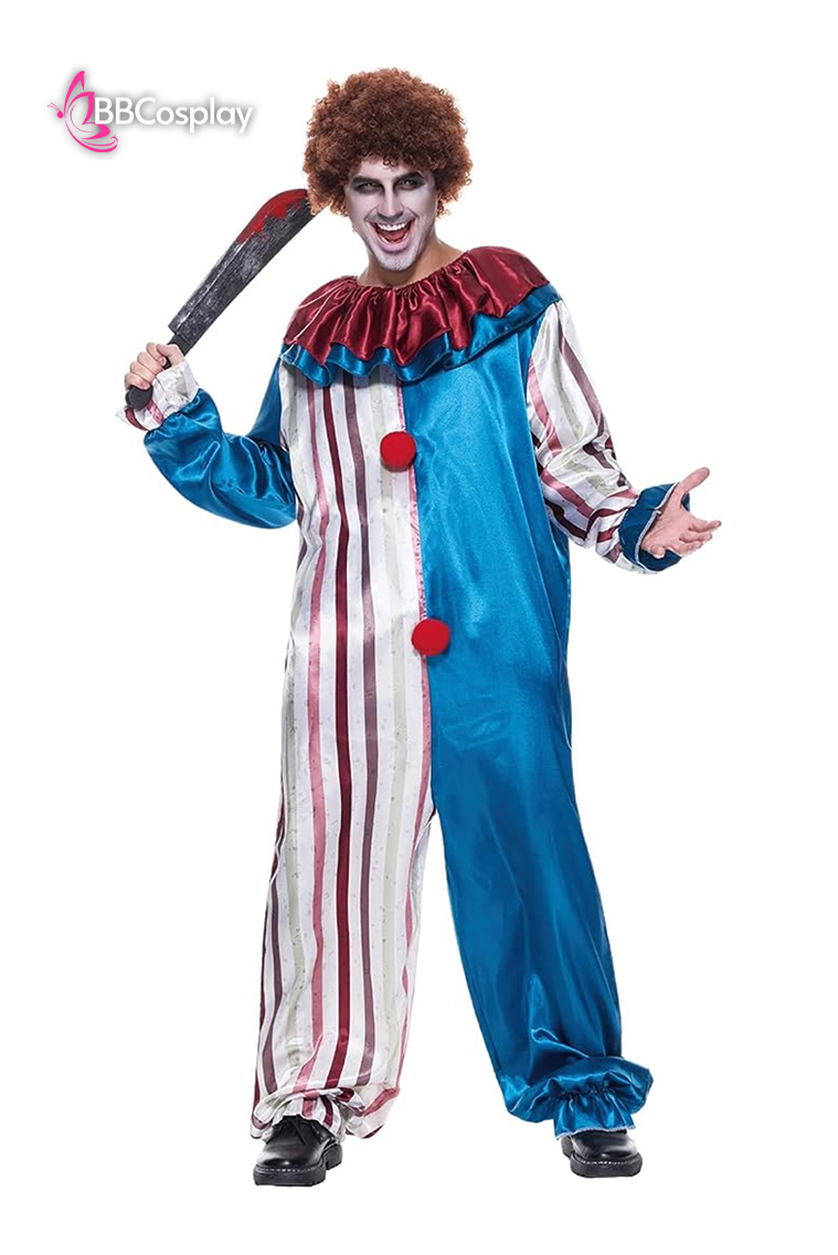 Trang Phục Biểu Diễn Hề Blue-Beige Halloween – Dark Clown Cosplay Jumpsuit