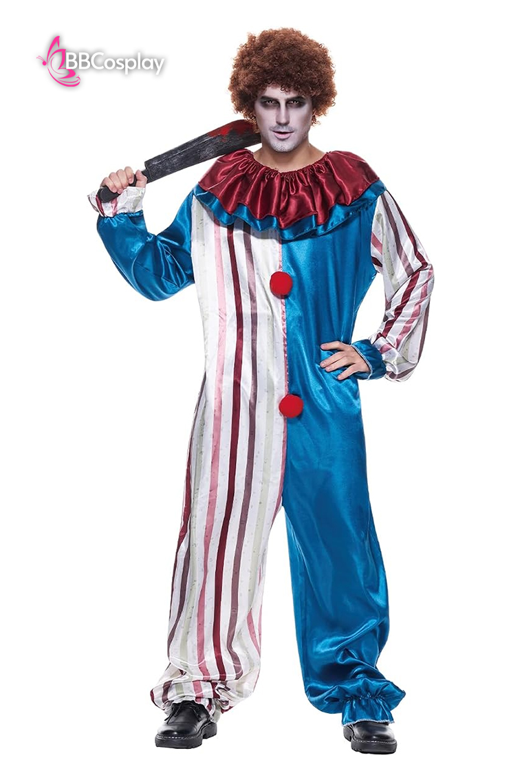 Trang Phục Biểu Diễn Hề Blue-Beige Halloween – Dark Clown Cosplay Jumpsuit