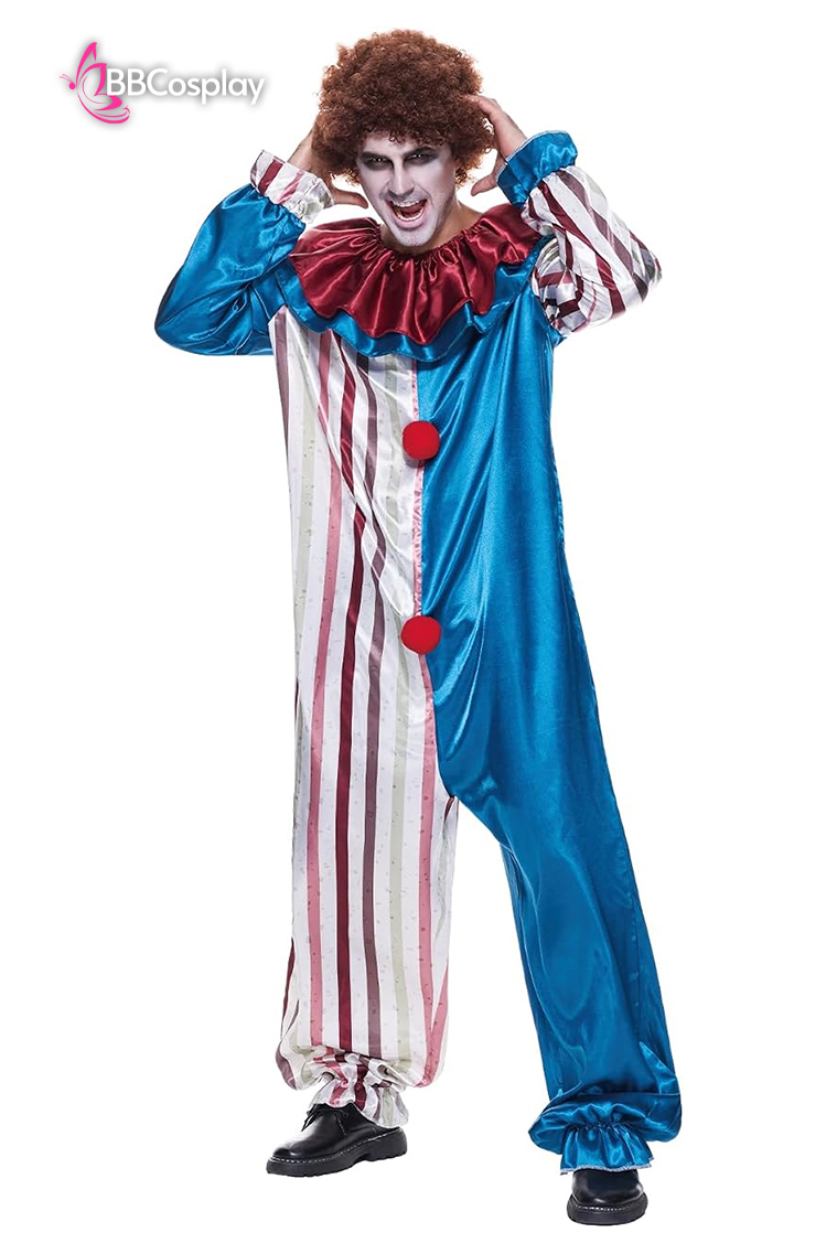 Trang Phục Biểu Diễn Hề Blue-Beige Halloween – Dark Clown Cosplay Jumpsuit