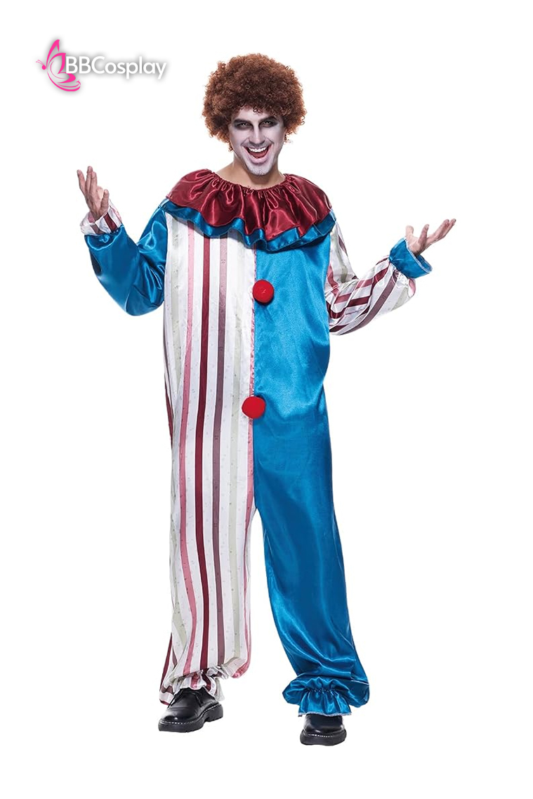 Trang Phục Biểu Diễn Hề Blue-Beige Halloween – Dark Clown Cosplay Jumpsuit