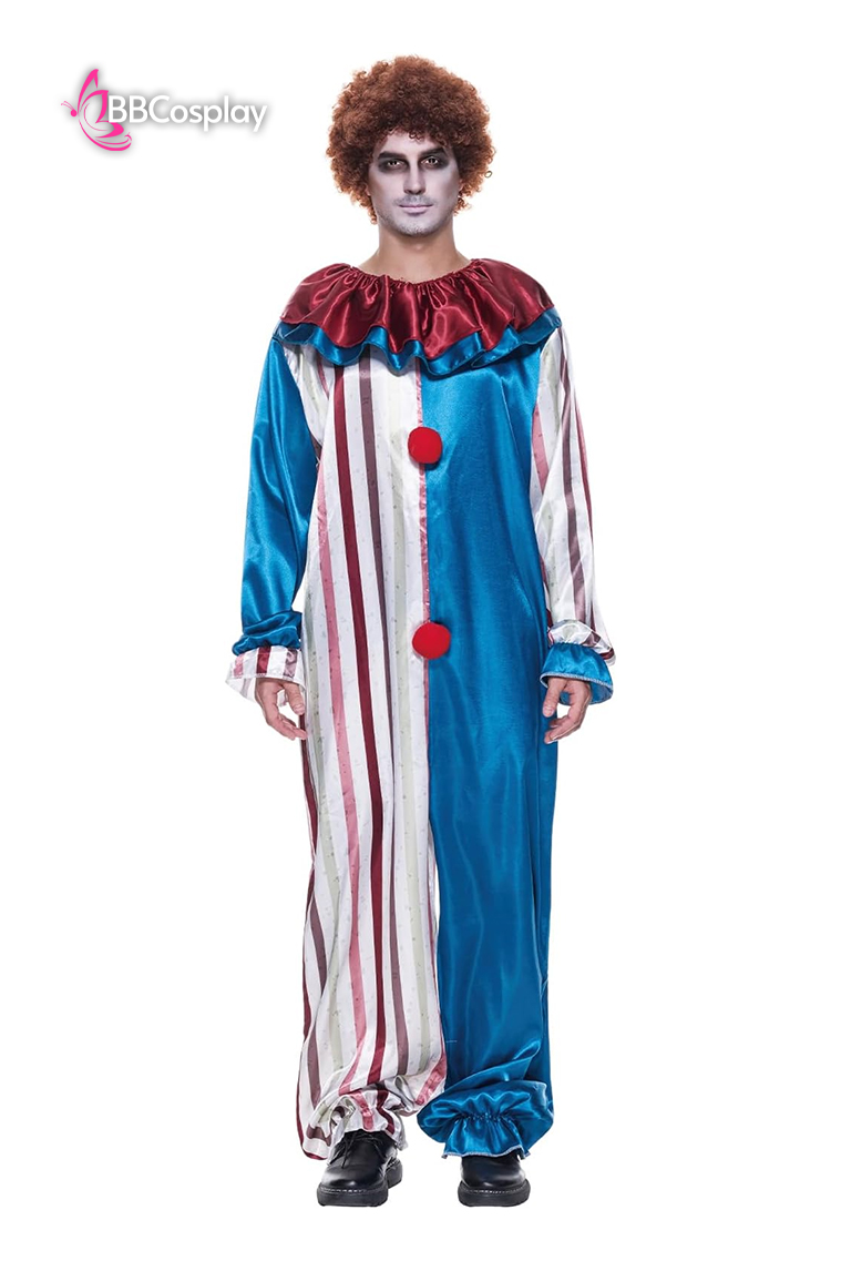 Trang Phục Biểu Diễn Hề Blue-Beige Halloween – Dark Clown Cosplay Jumpsuit