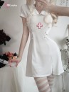 Bộ Cosplay Y Tá Lolita Ngắn Cổ Thủy Thủ Kèm Mũ - Màu Trắng