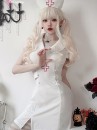 Bộ Cosplay Y Tá Lolita Ngắn Cổ Thủy Thủ Kèm Mũ - Màu Trắng