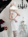 Bộ Cosplay Y Tá Lolita Ngắn Cổ Thủy Thủ Kèm Mũ - Màu Trắng
