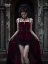 Bộ Cosplay Gothic Vampire Nhung Rượu Đỏ Cúp Ngực Thắt Nơ