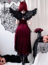 Bộ Cosplay Gothic Vampire Nhung Rượu Đỏ Cúp Ngực Thắt Nơ