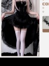 Bộ Cosplay Gothic Vampire Nhung Rượu Đen Cúp Ngực Thắt Nơ
