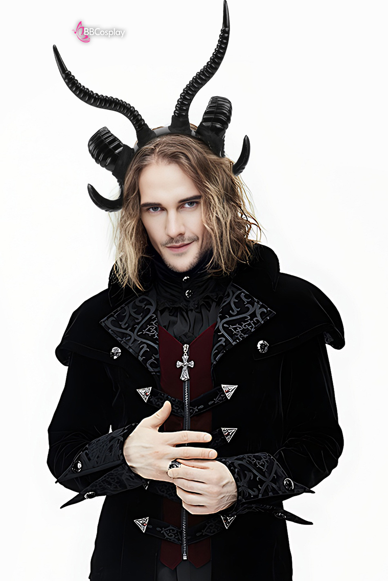 Phụ Kiện Cài Tóc Sừng Dê Gothic Đen Cho Cosplay