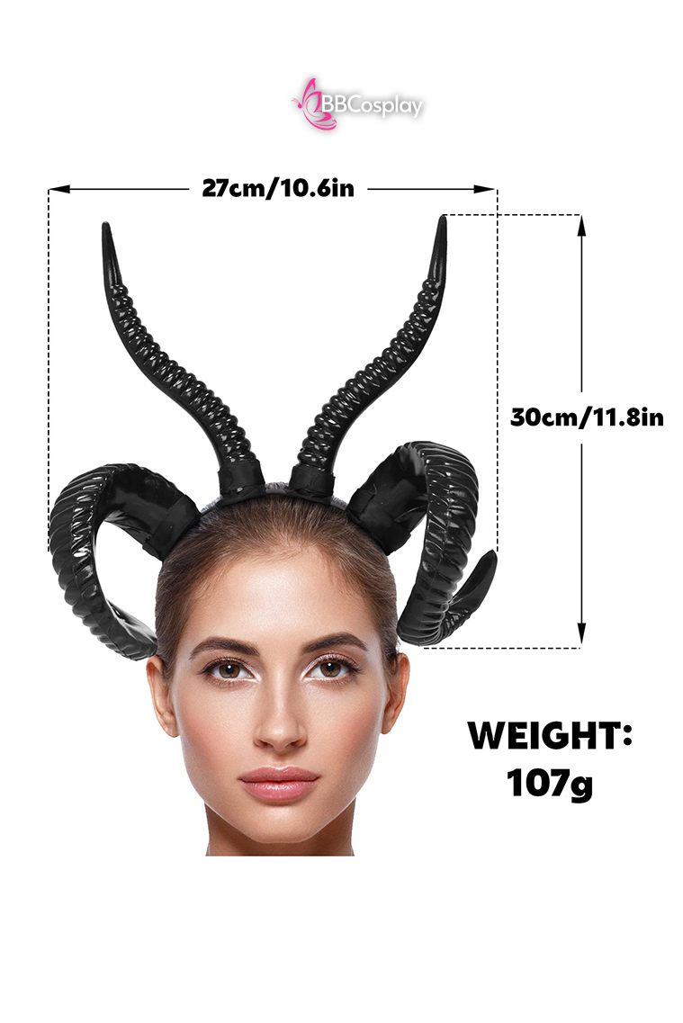 Phụ Kiện Cài Tóc Sừng Dê Gothic Đen Cho Cosplay