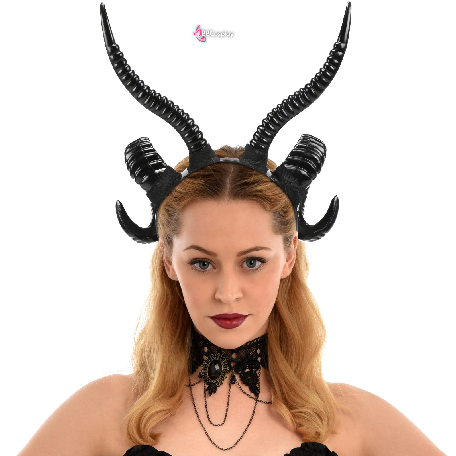Phụ Kiện Cài Tóc Sừng Dê Gothic Đen Cho Cosplay